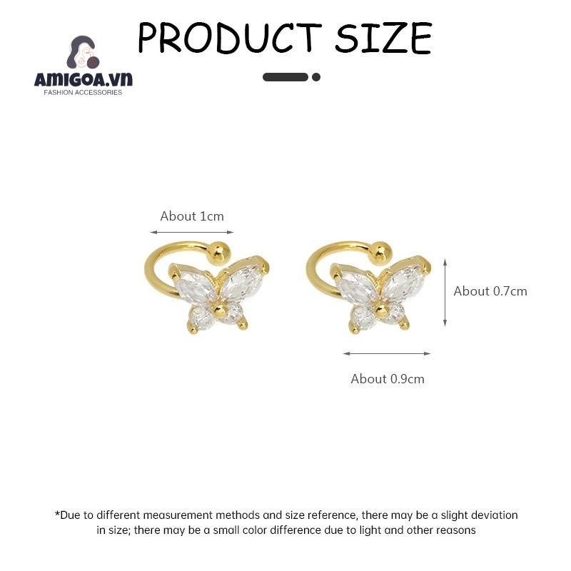 ✨✨Khuyên Tai Dạng Kẹp Không Cần Bấm Lỗ Hình Bướm Dát Kim Cương Tinh Tế
