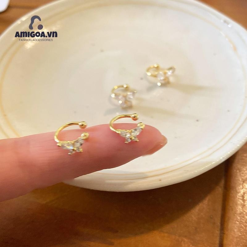 ✨✨Khuyên Tai Dạng Kẹp Không Cần Bấm Lỗ Hình Bướm Dát Kim Cương Tinh Tế