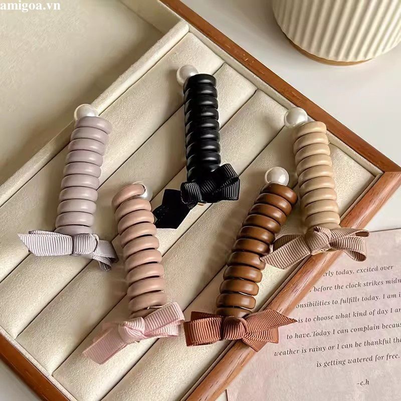 ✨✨Dây Buộc Tóc Cao Su Co Giãn Đính Nơ Thẳng Cho Nữ