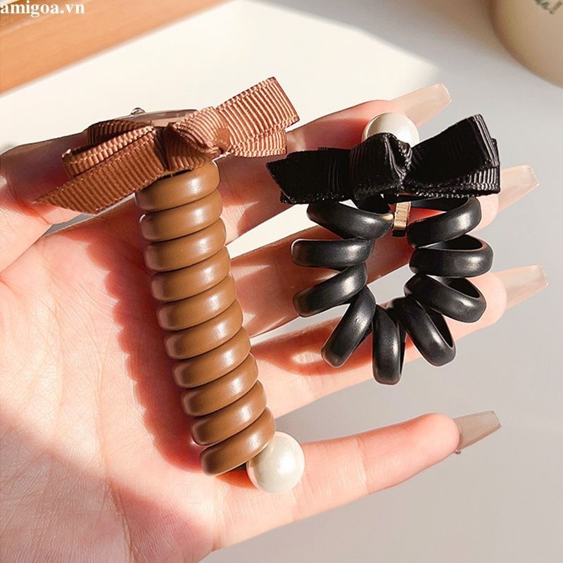 ✨✨Dây Buộc Tóc Cao Su Co Giãn Đính Nơ Thẳng Cho Nữ