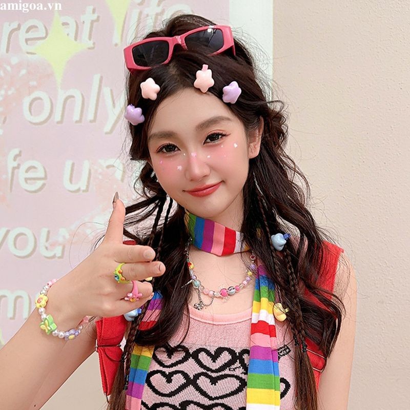 ✨✨Kẹp Tóc Nhỏ Nhắn Màu Kẹo Ngôi Sao Trái Tim Dễ Thương Ngọt Ngào Cho Bé Gái ins