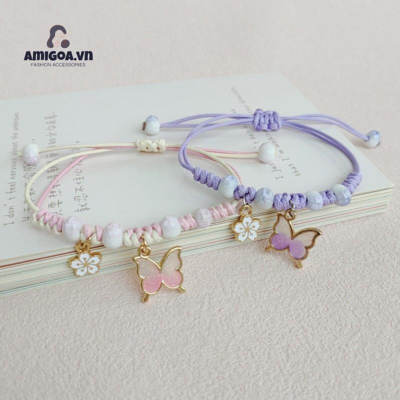 ✨✨ Vòng Đeo Tay Dệt Hoa Bướm Đơn Giản Làm Quà Tặng Cho Bạn Thân Bạn Bè