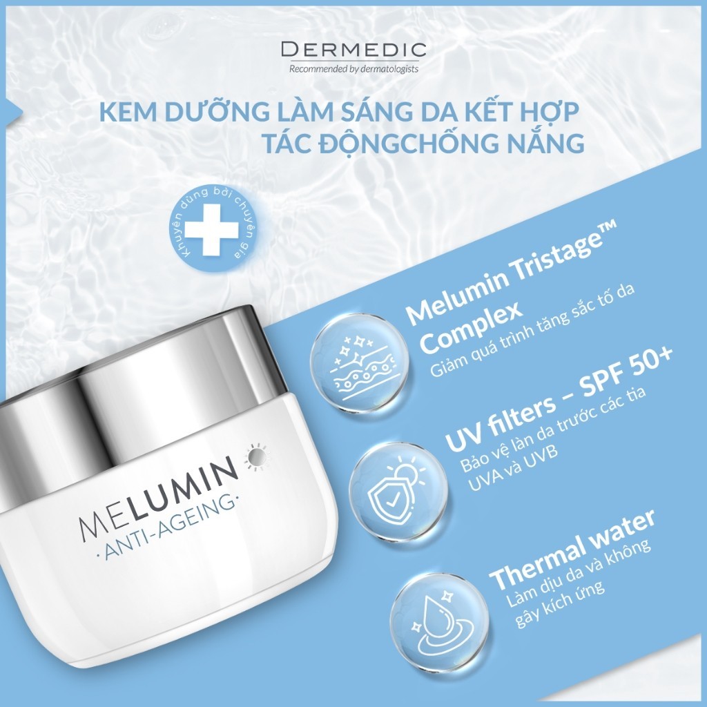 Kem Dưỡng Trắng Da Ban Ngày Dermedic Giảm Thâm Nám, Đều Màu Da, Chống Nắng Toàn Diện Melumin Brightening Protective Day