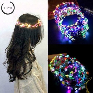Vòng hoa đội đầu gắn đèn LED phát sáng dễ thương sáng tạo