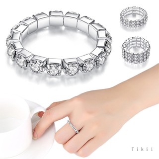 Nhẫn mạ bạc đính đá lấp lánh theo phong cách Hàn Quốc
