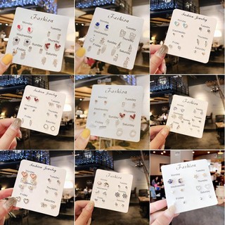 Bộ 6 cặp hoa tai kiểu đơn giản kiểu Hàn Quốc cho nữ