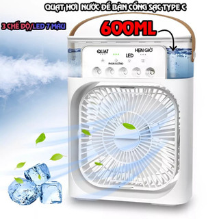 Quạt Đá Điều Hòa Hơi Nước Mini Để Bàn , Quạt Điều Hòa Mini Phun Sương Có Khay Chứa Đá