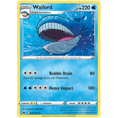 Thẻ Bài Pokemon - Wailord [R] [032/159] [Crown Zenith]