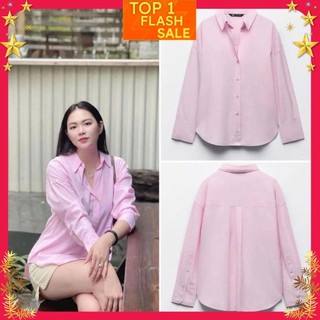 ÁO SƠ MI HỒNG DÁNG RỘNG HÀNG ĐẸP CHẤT COTTON PHA LỤA THẤM HÚT MỒ HÔI THOÁNG MÁT 2023-2024