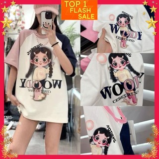 ÁO PHỐI TAY HỒNG WOODY cotton qccc 2024