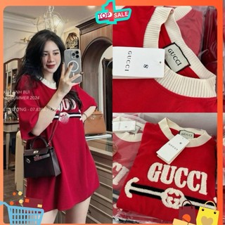 ÁO GC ĐỎ THÊU LÔNG NỔI FORM RỘNG DÁNG DÀI COTTON 100% QCCC 2024