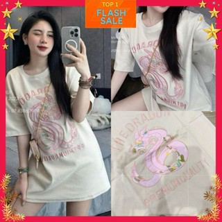 Phông thêu rồng cu te phô mai que form rộng dáng dài cotton lạnh 2024