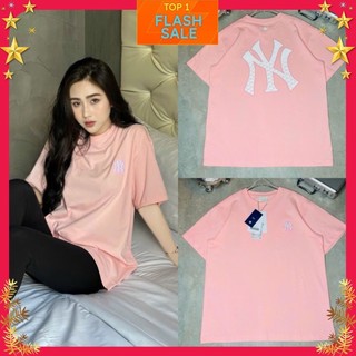 ÁO THUN NỮ M.L.B MÀU HỒNG CAM THÊU NY DẬP CHỮ HOT HIT 2024