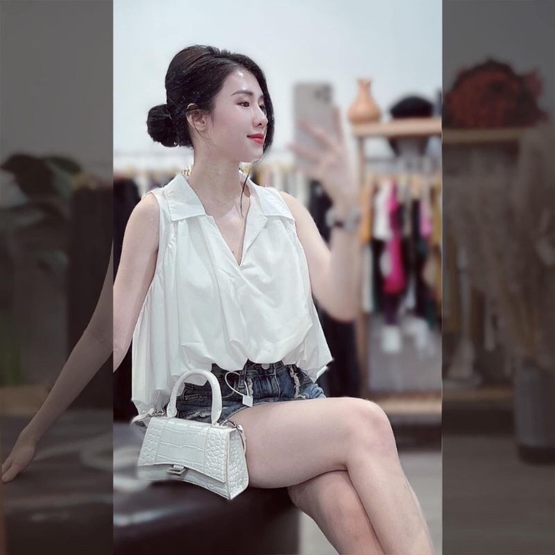 Áo sơ mi sát nách lồng đèn lượn tôm