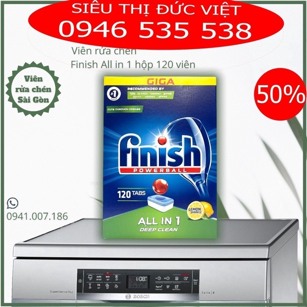 Viên rửa chén bát Finish All in 1 120 viên , viên finish 120 viên, 110, 90, 86 viên
