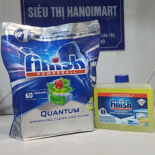 Combo viên rửa bát finish quantum max 60 tabs + dung dịch vệ sinh máy rửa bát chén
