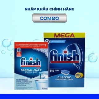 Combo viên rửa bát finish 110 Viên + Muối finish 1.2kg làm mềm nước trong máy rửa chén bát