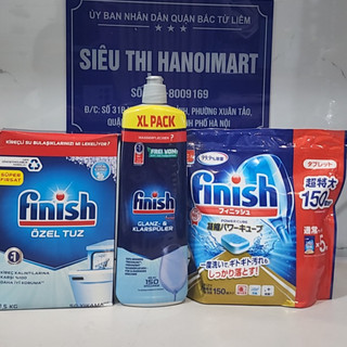 Combo viên rửa bát finish 150 viên + muối finish 1,5kg + nước làm bóng finish 750ml