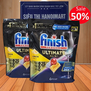 Viên rửa bát finish Ultimate Plus 50 tabs HANOIMART, viên finish quantum new 60 V, 50, 25, 150