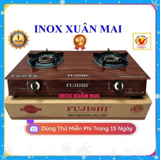 Bếp gas đôi chén đồng kính cường lực cao cấp fujishi - inox xuân mai