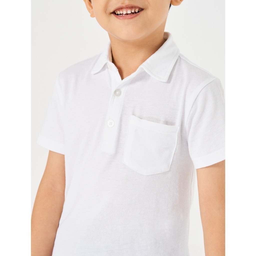 Áo polo bé trai CANIFA 100% cotton, cổ bẻ tay cộc, túi ốp ngực 2TP22W005