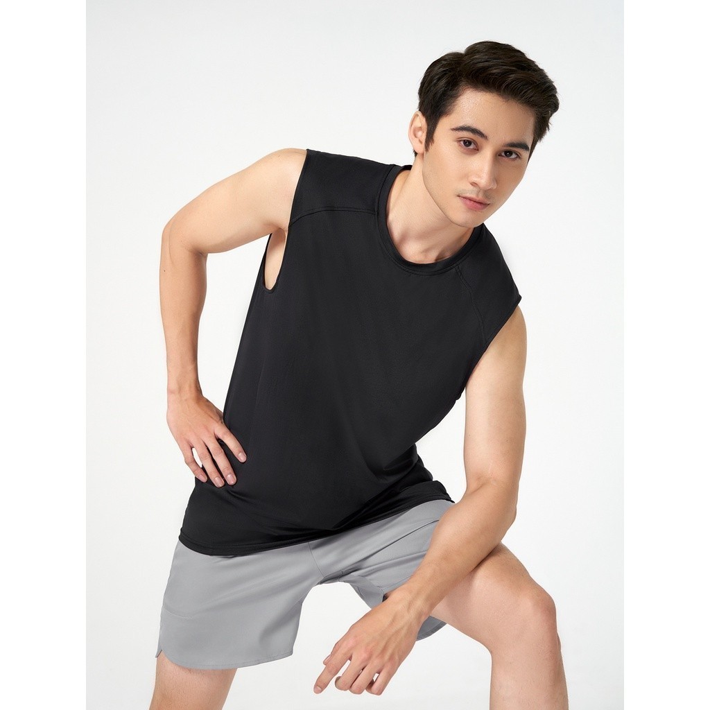 Áo sát nách nam CANIFA chất liệu polyester spandex, cổ tròn, phom regular có hình in 8TA23S005