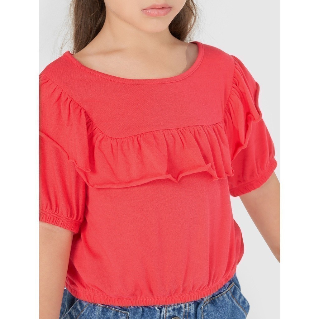 Áo phông bé gái cotton USA bèo ngực CANIFA - 1TS21S002