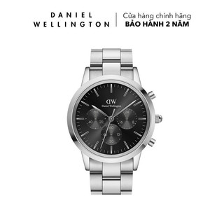Đồng hồ daniel wellington dây thép không gỉ - dw00100645 42 mm iconic chronograph 42 link s onyx mặt đá onyx vỏ bạc