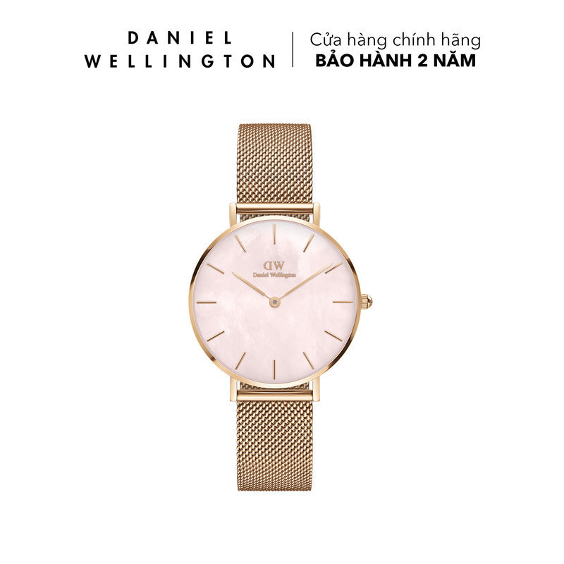 Đồng hồ Daniel Wellington dây lưới thép - DW00100516 32 mm Petite 32 Melrose RG MOP Mặt Đá Xà Cừ Vỏ Vàng Hồng