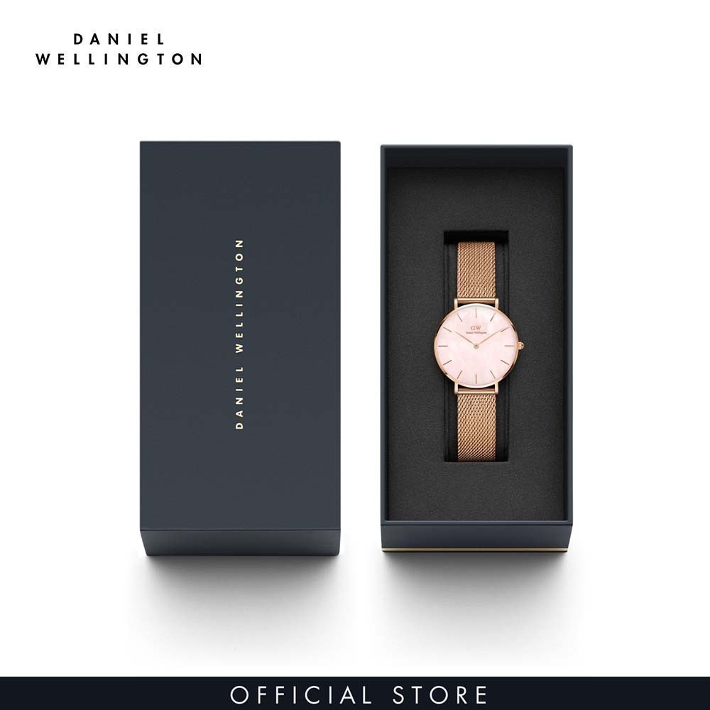 Đồng hồ Daniel Wellington dây lưới thép - DW00100516 32 mm Petite 32 Melrose RG MOP Mặt Đá Xà Cừ Vỏ Vàng Hồng