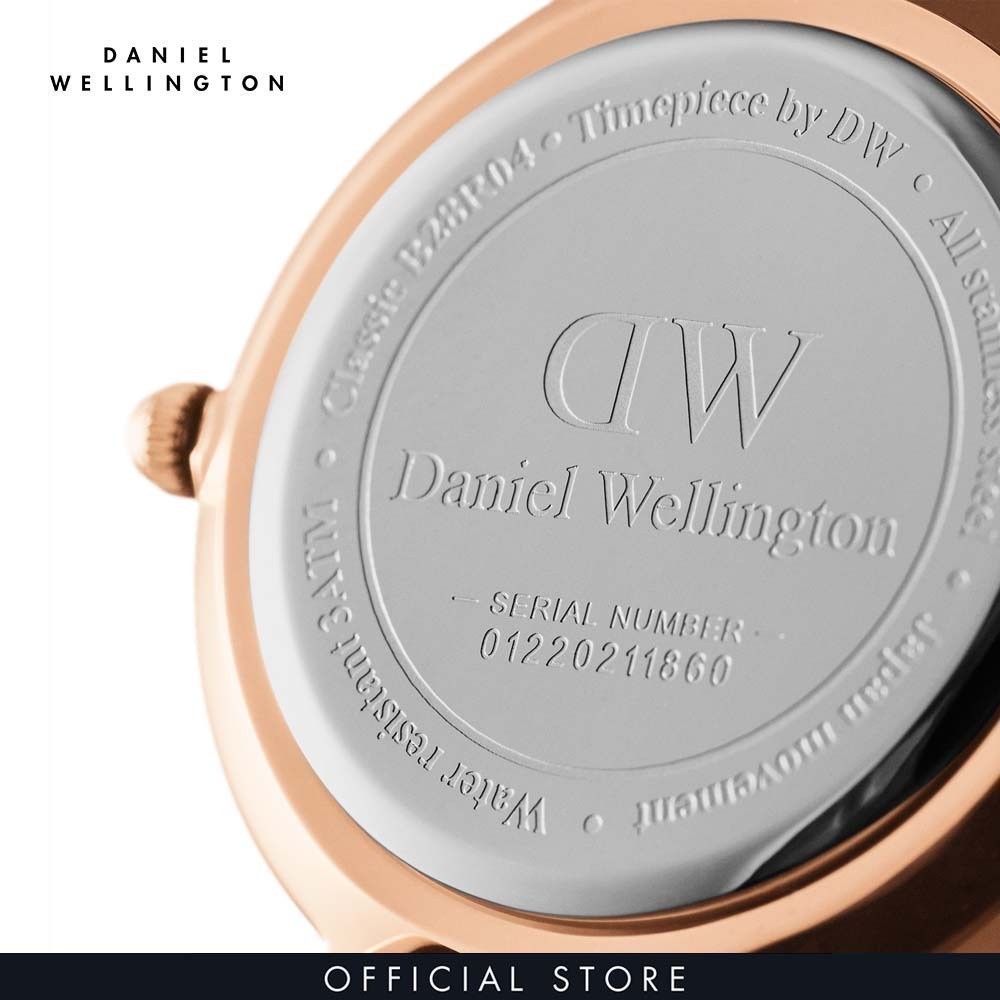 Đồng hồ Daniel Wellington dây lưới thép - DW00100516 32 mm Petite 32 Melrose RG MOP Mặt Đá Xà Cừ Vỏ Vàng Hồng