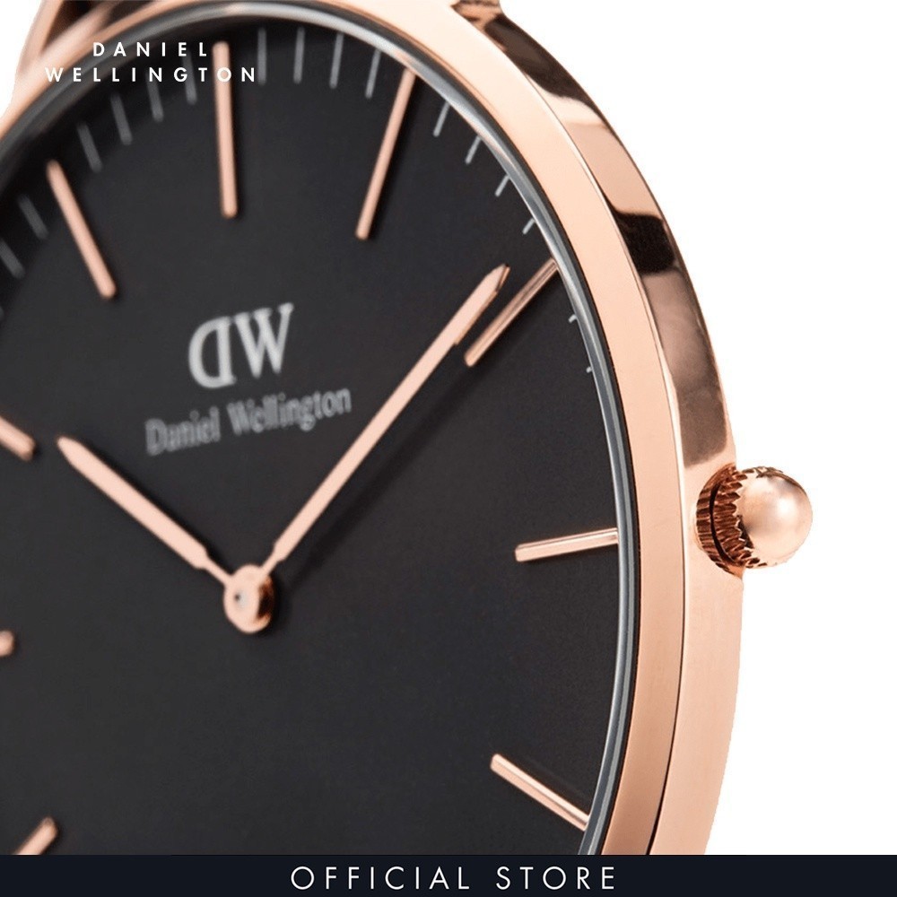 Đồng hồ Daniel Wellington dây da - DW00100127 40 mm Classic 40 Sheffield RG Black Mặt Đen Vỏ Vàng Hồng