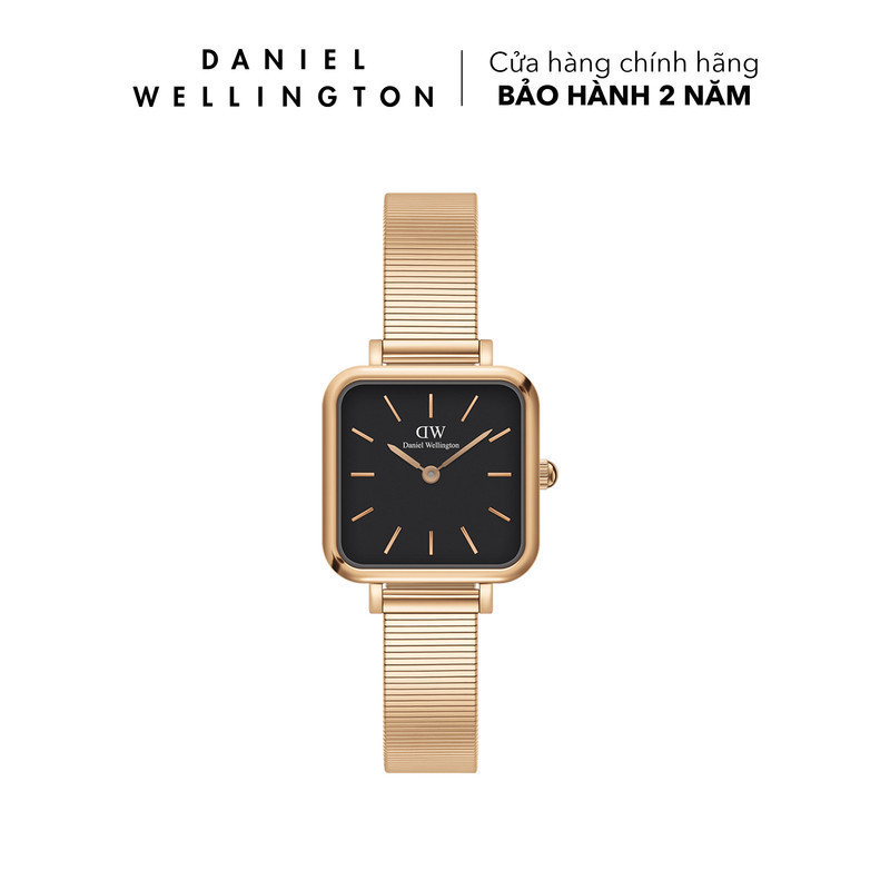 Đồng hồ Daniel Wellington dây thép không gỉ - DW00100518 22x22 mm Quadro Studio 22x22 RG Black Mặt Đen Vỏ Vàng Hồng