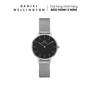 Đồng hồ Nữ Daniel Wellington dây lưới Petite Sterling mặt đen vỏ bạc - 28, 32, 36 mm