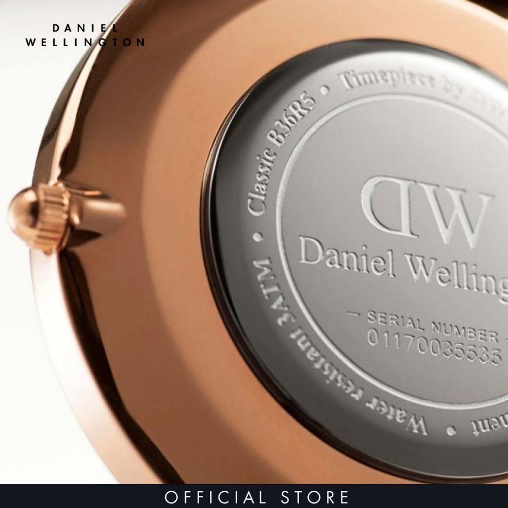 Đồng hồ Nam, Nữ Daniel Wellington dây da - Classic Durham mặt trắng - vỏ vàng hồng