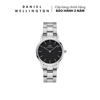 Đồng hồ nữ Daniel Wellington dây thép không gỉ, mặt số 28mm - Iconic Link mặt đen, vỏ bạc DW00100208