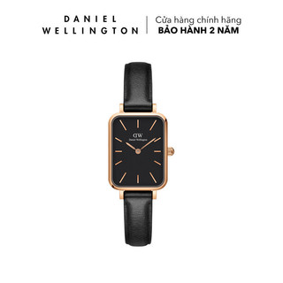 Đồng hồ Nữ Daniel Wellington dây da - DW00100435 20x26 mm Quadro 20X26 Pressed Sheffield RG Black Mặt Đen Vỏ Vàng Hồng