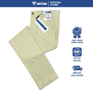 VIỆT TIẾN SALE - QUẦN KAKI Dài, Màu Kem , Họa Tiết Trơn, Form Slim Fit , Chính Hãng
