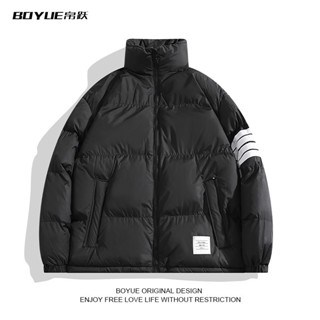 Áo khoác phao béo nam unisex ThomBrowne hàng đẹp, Áo phao unisex form rộng tay kẻ sọc phong cách retro Hàn Quốc 4773