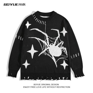 Áo len dệt kim nam nữ unisex cổ tròn dài tay spider, sweater unisex form rộng boy phố Hàn Quốc 0699