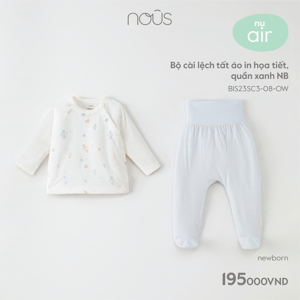 [Full Mẫu] NOUS- Bộ quần áo cài lệch Nous dành cho bé sơ sinh Full NB - ZN178A