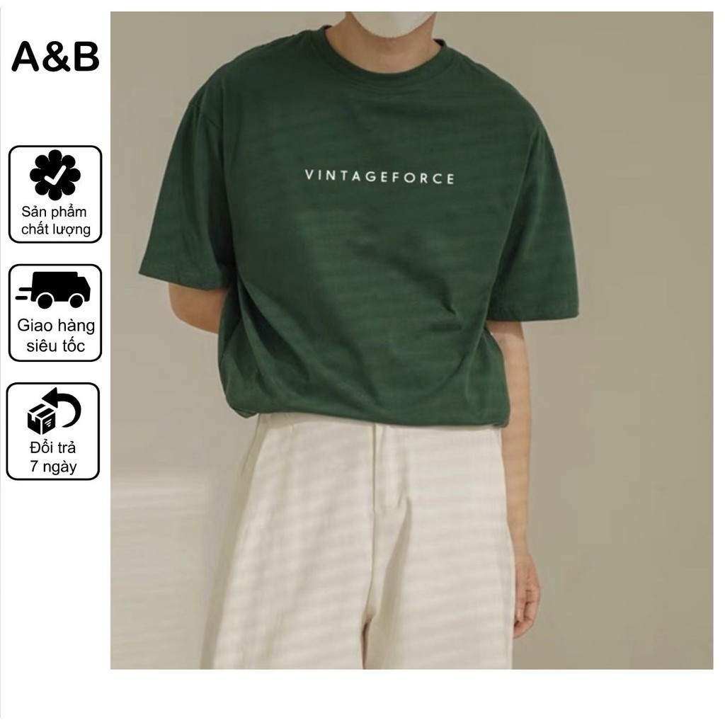 áo phông 3158 in chữ vintageforce chất liệu cotton 3158 LOẠI 1