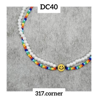 Vòng cổ / dây chuyền hạt cườm cầu vồng mặt cười - dc40 - 317.corner