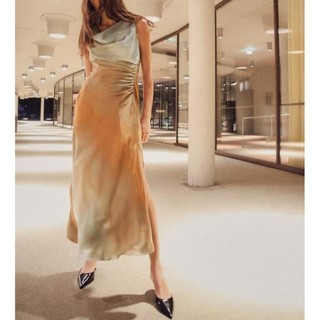 Zara full tag made Morocco đầm lụa loang màu hoàng hôn Luumooc - nữ