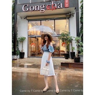 Set áo 2 dây xếp bèo và chân váy thời trang Bunny
