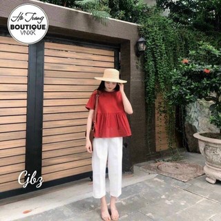 Set bộ áo from rộng cột nơ sau thời trang