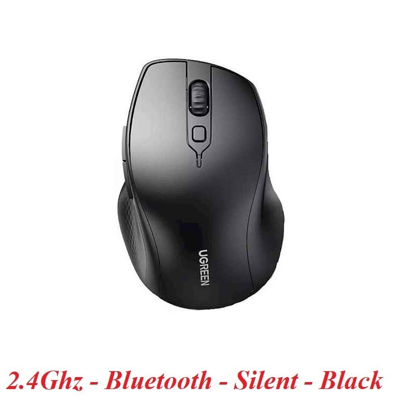 Ugreen 90395 4000Dpi Chuột không dây + Bluetooth Ergonomic có 5 chế độ bấm Màu Đen MU101