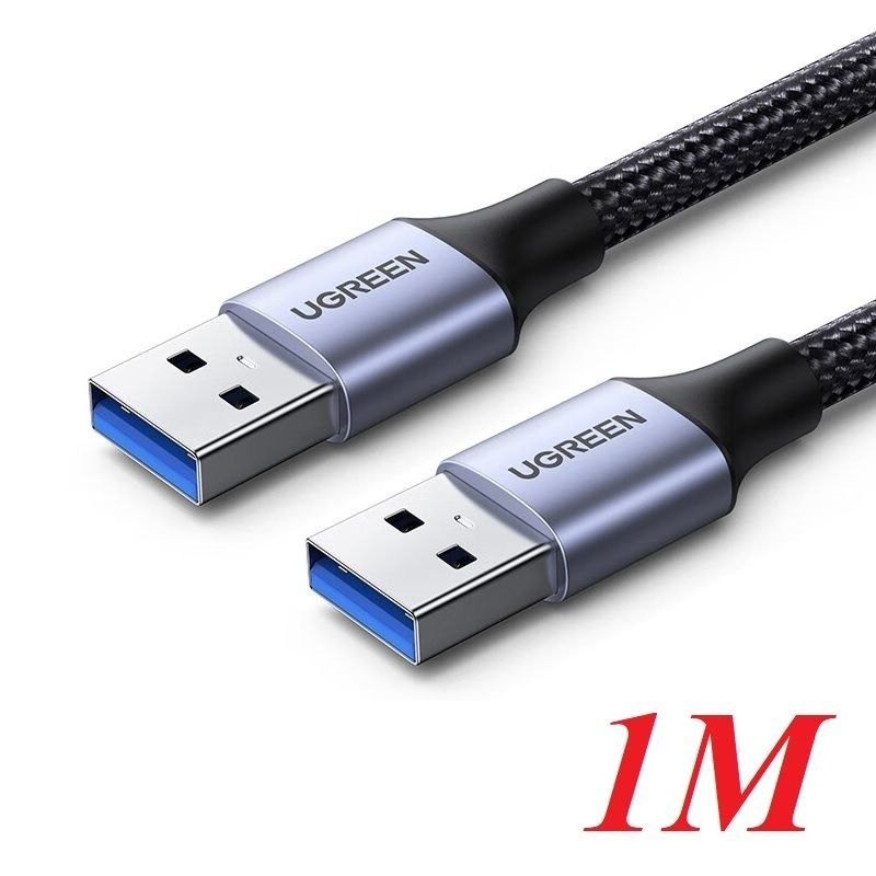 Ugreen 80790 1M Cáp USB 3.0 Type-A hai đầu dương dây bọc dù màu đen US373