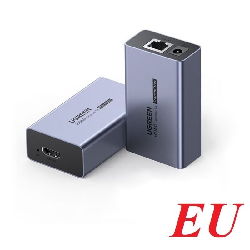 Ugreen 90811EU 50M Bộ kéo dài tín hiệu HDMI qua cáp mạng Lan chuẩn cắm nguồn tròn EU 25285 CM609