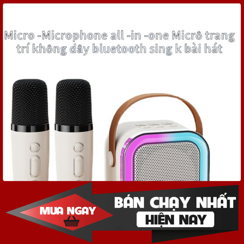 SALE -  Đẩy liền vang tặng 2 mic，Loa Bluetooth, Loa Karaoke Mini K12 Sạc Pin Không Dây，Âm Thanh Hay